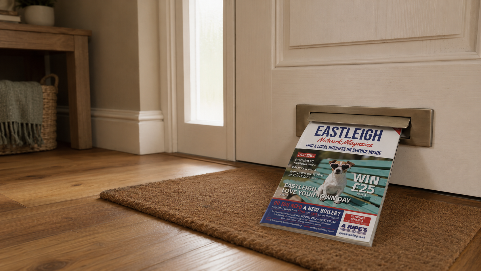 Eastleigh Network Magazine delivered through a front door letterbox